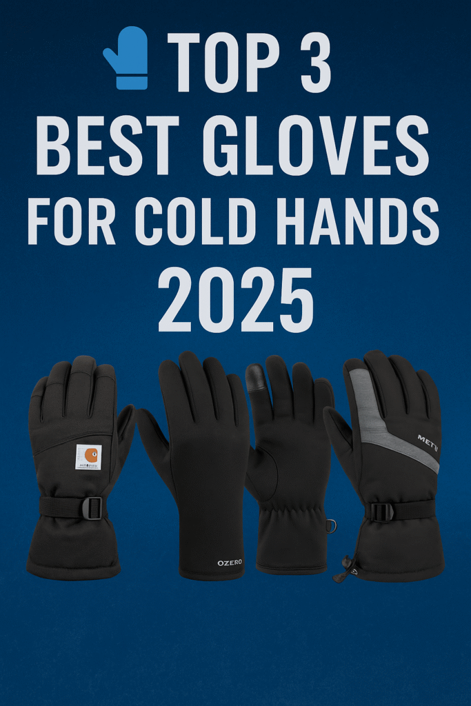 A variety of winter gloves laid out on a snow-covered surface, showcasing different styles designed for warmth and performance in cold weather.